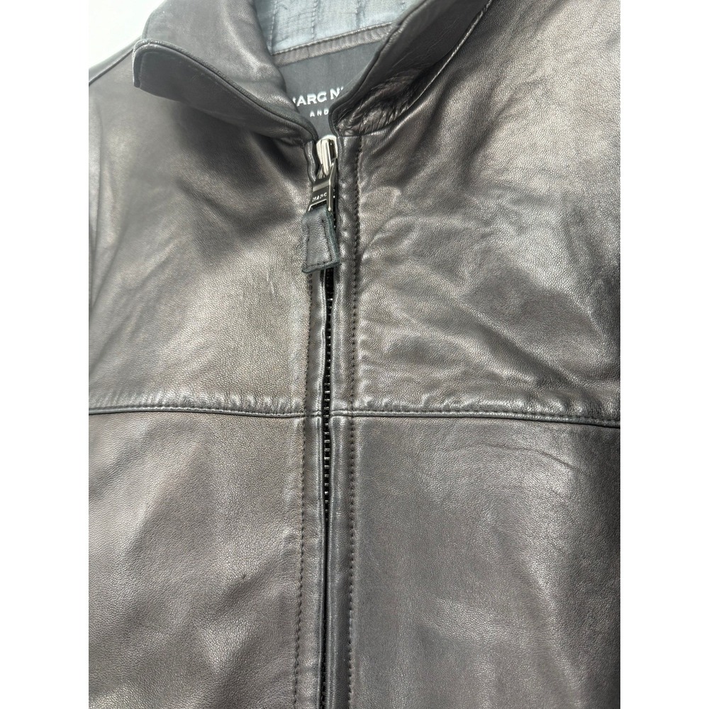 Marc New York Andrew Marc Mens Black Leather Full Zip Quilted Lined Jacket